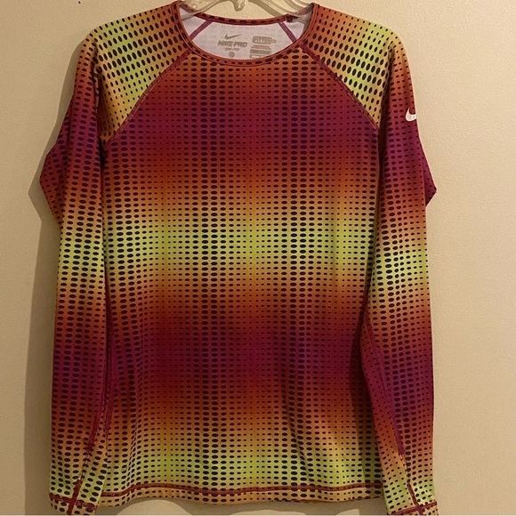 Nike Pro Shirt Womens Size M Dri Fit Stay Warm Pullover Active Multicolor - Picture 1 of 11